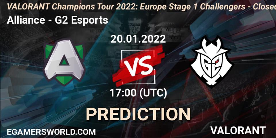 Alliance - G2 Esports: ennuste. 20.01.2022 at 17:00, VALORANT, VCT 2022: Europe Stage 1 Challengers - Closed Qualifier 2