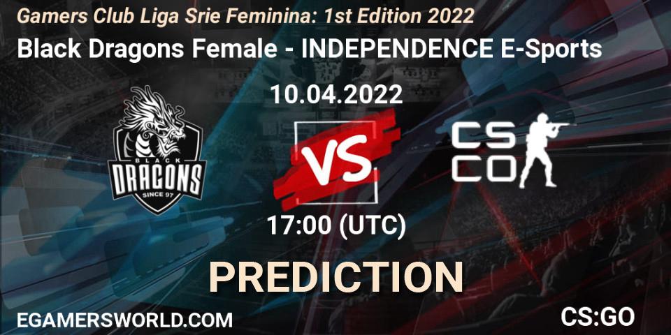 Black Dragons Female - INDEPENDENCE E-Sports: ennuste. 10.04.2022 at 17:00, Counter-Strike (CS2), Gamers Club Liga Série Feminina: 1st Edition 2022