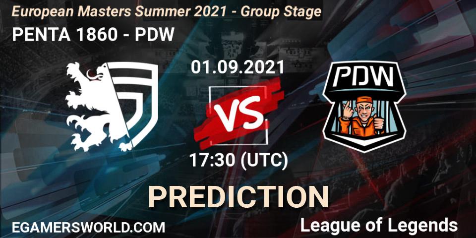 PENTA 1860 - PDW: ennuste. 01.09.2021 at 17:30, LoL, European Masters Summer 2021 - Group Stage