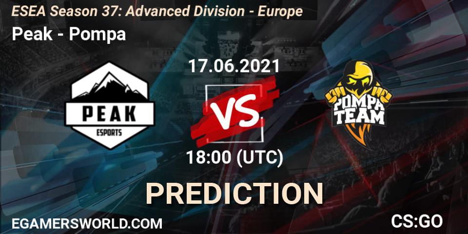 Peak - Pompa: ennuste. 17.06.2021 at 18:00, Counter-Strike (CS2), ESEA Season 37: Advanced Division - Europe