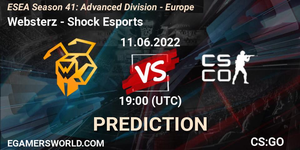 Websterz - Shock Esports: ennuste. 11.06.2022 at 19:00, Counter-Strike (CS2), ESEA Season 41: Advanced Division - Europe
