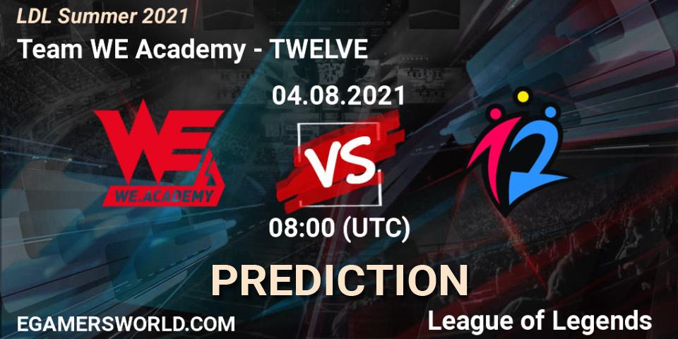 Team WE Academy - TWELVE: ennuste. 04.08.2021 at 09:00, LoL, LDL Summer 2021