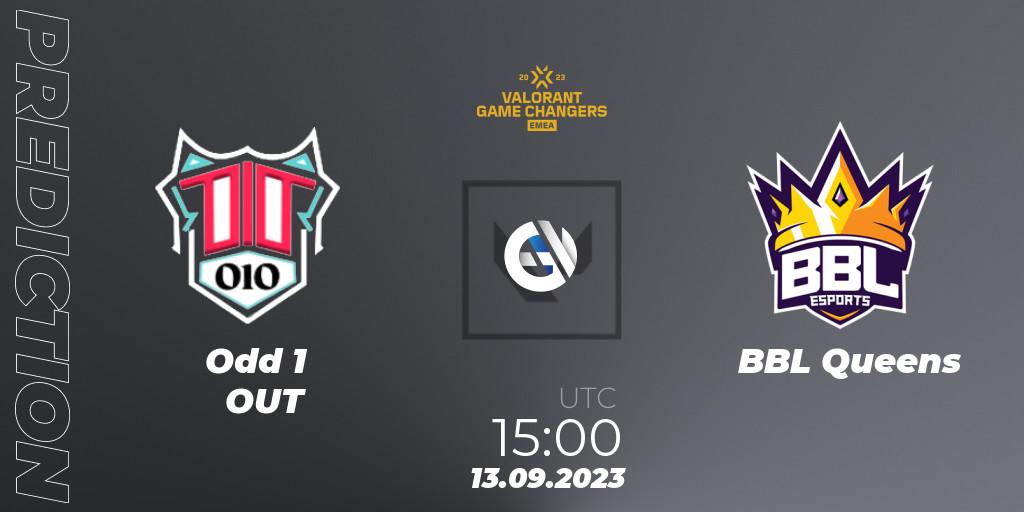 Odd 1 OUT - BBL Queens: ennuste. 13.09.2023 at 18:00, VALORANT, VCT 2023: Game Changers EMEA Stage 3 - Group Stage