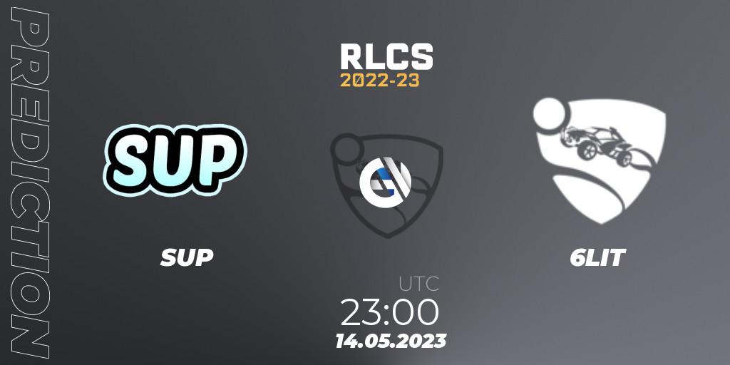 SUP - 6LIT: ennuste. 14.05.2023 at 23:00, Rocket League, RLCS 2022-23 - Spring: North America Regional 2 - Spring Cup: Closed Qualifier