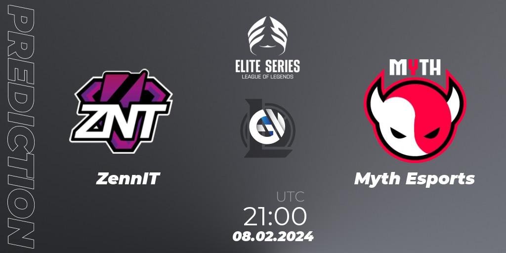 ZennIT - Myth Esports: ennuste. 08.02.2024 at 21:00, LoL, Elite Series Spring 2024