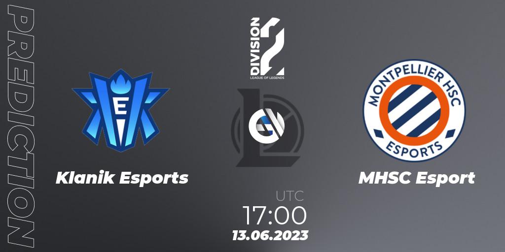 Klanik Esports - MHSC Esport: ennuste. 13.06.23, LoL, LFL Division 2 Summer 2023 - Group Stage