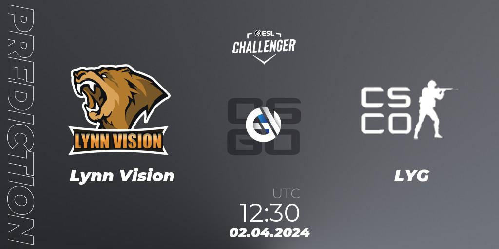 Lynn Vision - LYG Gaming: ennuste. 02.04.2024 at 12:30, Counter-Strike (CS2), ESL Challenger #57: Asian Closed Qualifier