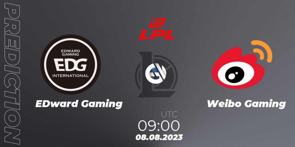 EDward Gaming - Weibo Gaming: ennuste. 08.08.2023 at 09:00, LoL, LPL Regional Finals 2023
