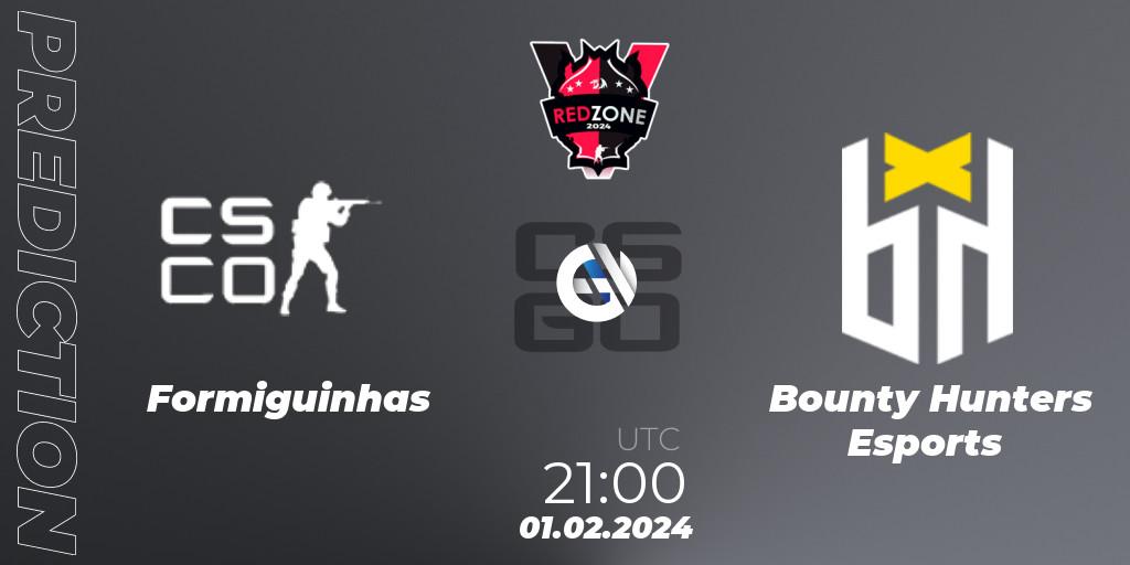 Formiguinhas - Bounty Hunters Esports: ennuste. 01.02.2024 at 21:00, Counter-Strike (CS2), RedZone PRO League Season 1