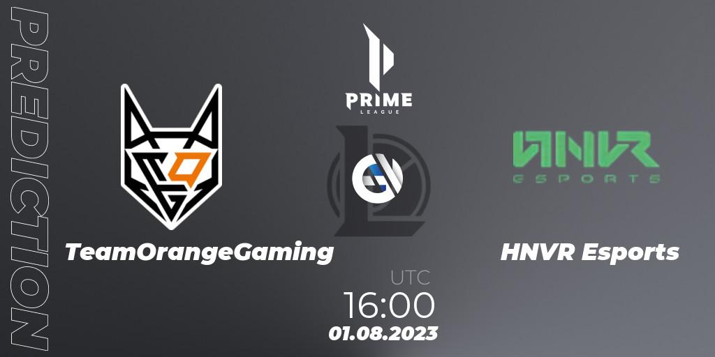 TeamOrangeGaming - HNVR Esports: ennuste. 01.08.2023 at 16:00, LoL, Prime League 2nd Division Summer 2023