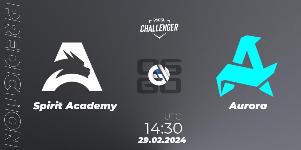 Spirit Academy - Aurora: ennuste. 29.02.24, CS2 (CS:GO), ESL Challenger #56: European Closed Qualifier