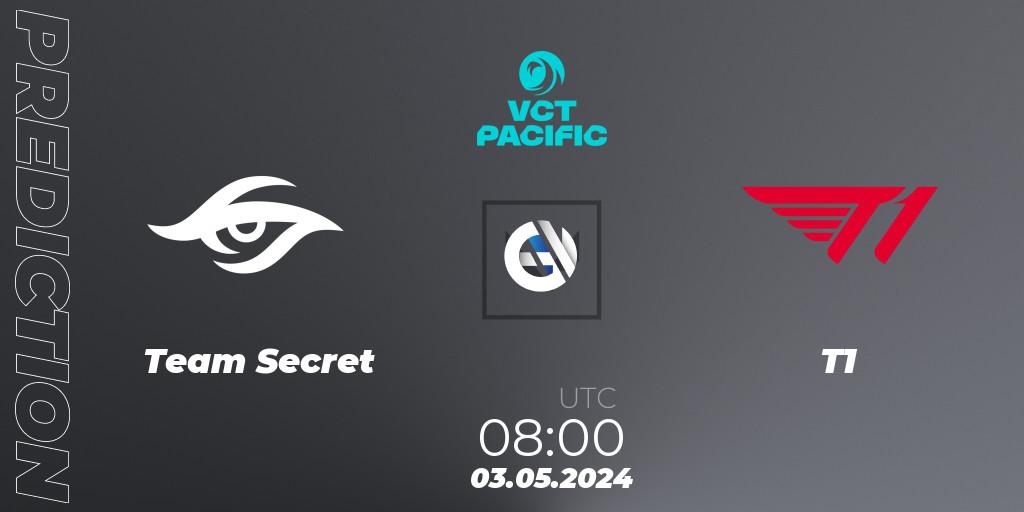 Team Secret - T1: ennuste. 03.05.2024 at 08:00, VALORANT, VCT 2024: Pacific League - Stage 1