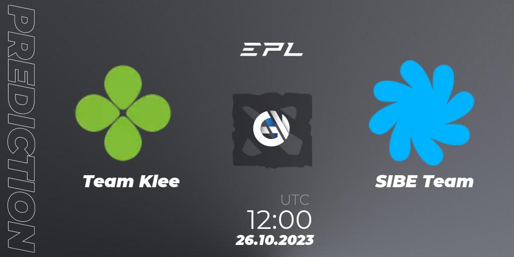 Team Klee - SIBE Team: ennuste. 26.10.2023 at 12:00, Dota 2, European Pro League Season 13
