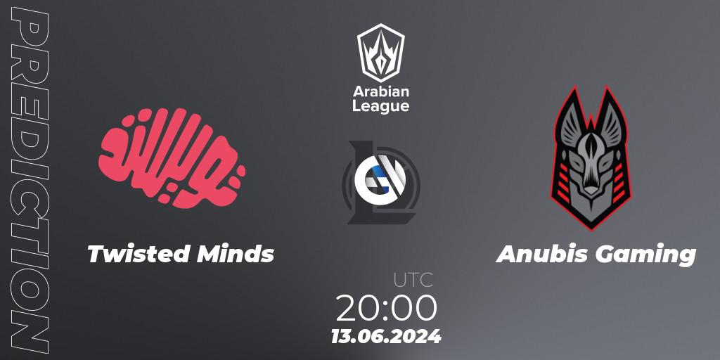 Twisted Minds - Anubis Gaming: ennuste. 13.06.2024 at 20:00, LoL, Arabian League Summer 2024