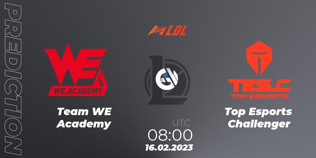 Team WE Academy - Top Esports Challenger: ennuste. 16.02.2023 at 09:30, LoL, LDL 2023 - Regular Season