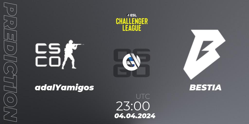 adalYamigos - BESTIA: ennuste. 05.04.2024 at 00:20, Counter-Strike (CS2), ESL Challenger League Season 47: South America