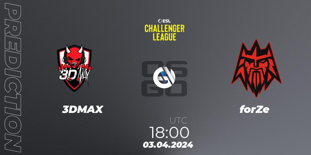 3DMAX - forZe: ennuste. 03.04.24, CS2 (CS:GO), ESL Challenger League Season 47: Europe