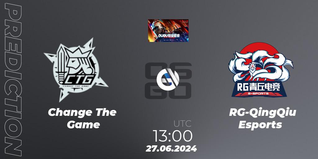 Change The Game - RG-QingQiu Esports: ennuste. 27.06.2024 at 10:00, Counter-Strike (CS2), QU Pro League