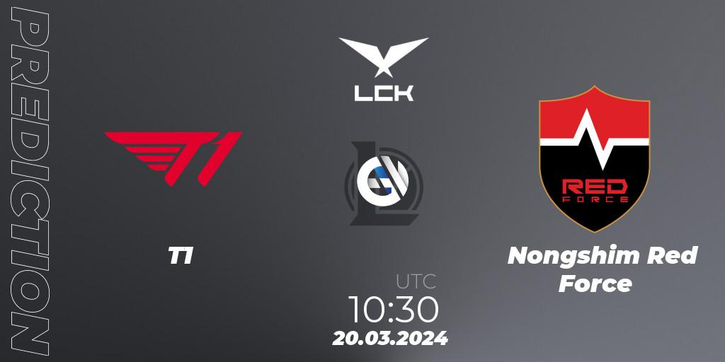 T1 - Nongshim Red Force: ennuste. 20.03.24, LoL, LCK Spring 2024 - Group Stage