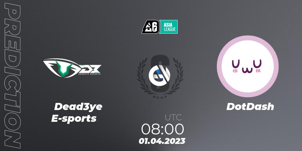 Dead3ye E-sports - DotDash: ennuste. 01.04.2023 at 08:00, Rainbow Six, South Asia League 2023 - Stage 1
