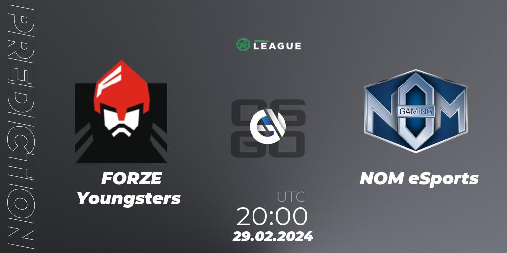 FORZE Youngsters - NOM eSports: ennuste. 29.02.2024 at 20:00, Counter-Strike (CS2), ESEA Season 48: Advanced Division - Europe