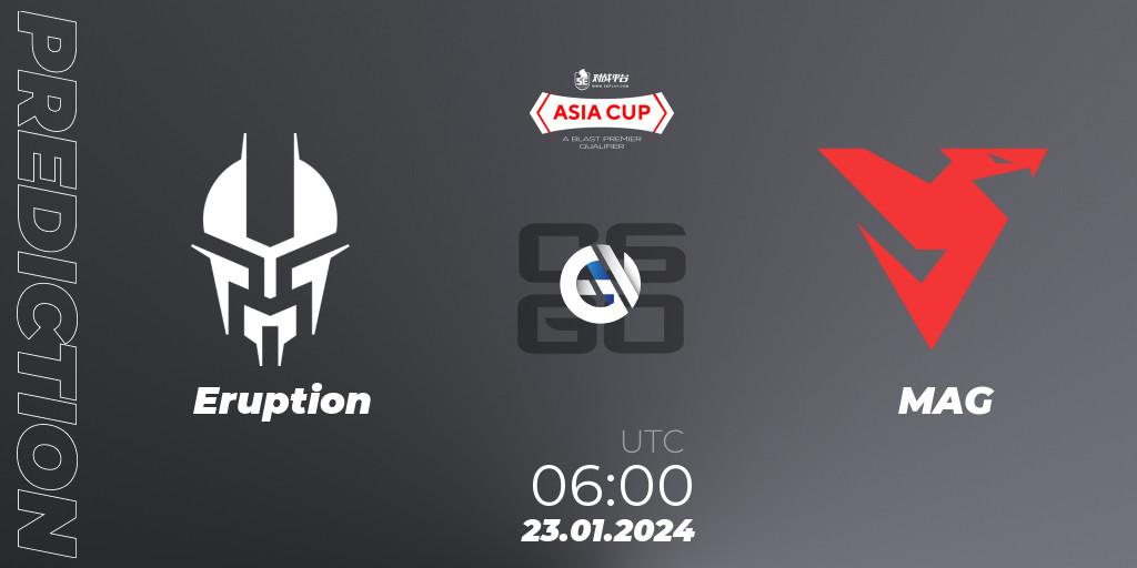 Eruption - MAG: ennuste. 23.01.24, CS2 (CS:GO), 5E Arena Asia Cup Spring 2024: Asian Qualifier #1