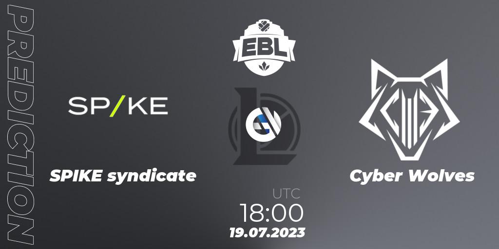 SPIKE syndicate - Cyber Wolves: ennuste. 19.07.2023 at 18:00, LoL, Esports Balkan League Season 13