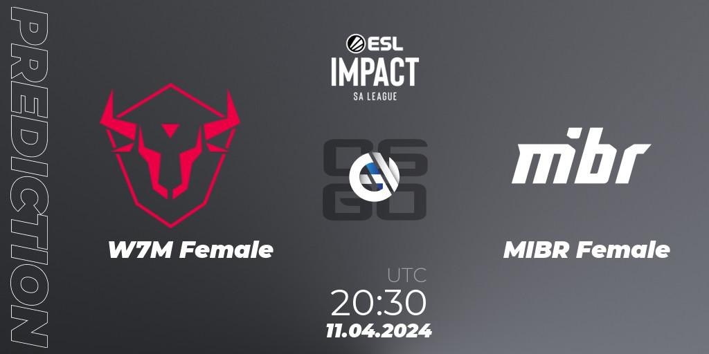 W7M Female - MIBR Female: ennuste. 11.04.2024 at 20:30, Counter-Strike (CS2), ESL Impact League Season 5: South America
