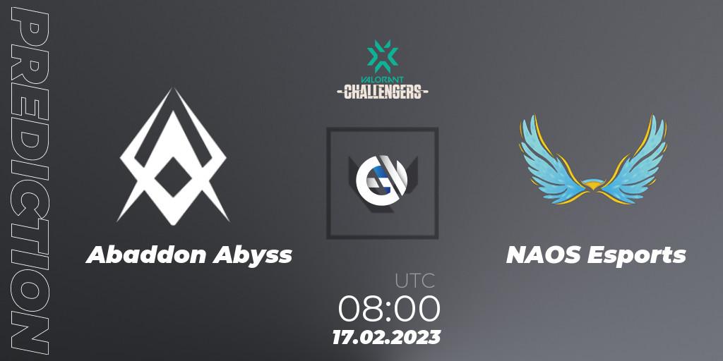 Abaddon Abyss - NAOS Esports: ennuste. 17.02.23, VALORANT, VALORANT Challengers 2023: Philippines Split 1