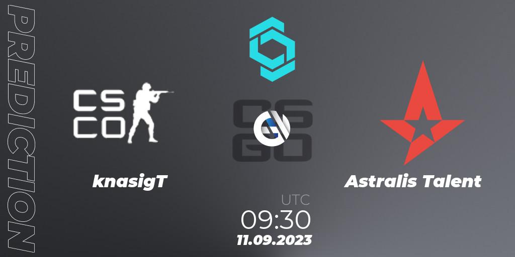 knasigT - Astralis Talent: ennuste. 11.09.2023 at 09:30, Counter-Strike (CS2), CCT North Europe Series #8: Closed Qualifier