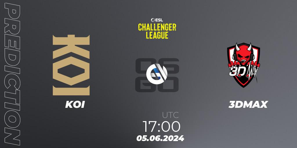 KOI - 3DMAX: ennuste. 05.06.2024 at 17:00, Counter-Strike (CS2), ESL Challenger League Season 47: Europe