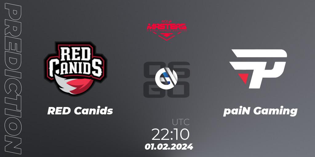 RED Canids - paiN Gaming: ennuste. 01.02.24, CS2 (CS:GO), ACE South American Masters Spring 2024 - A BLAST Premier Qualifier