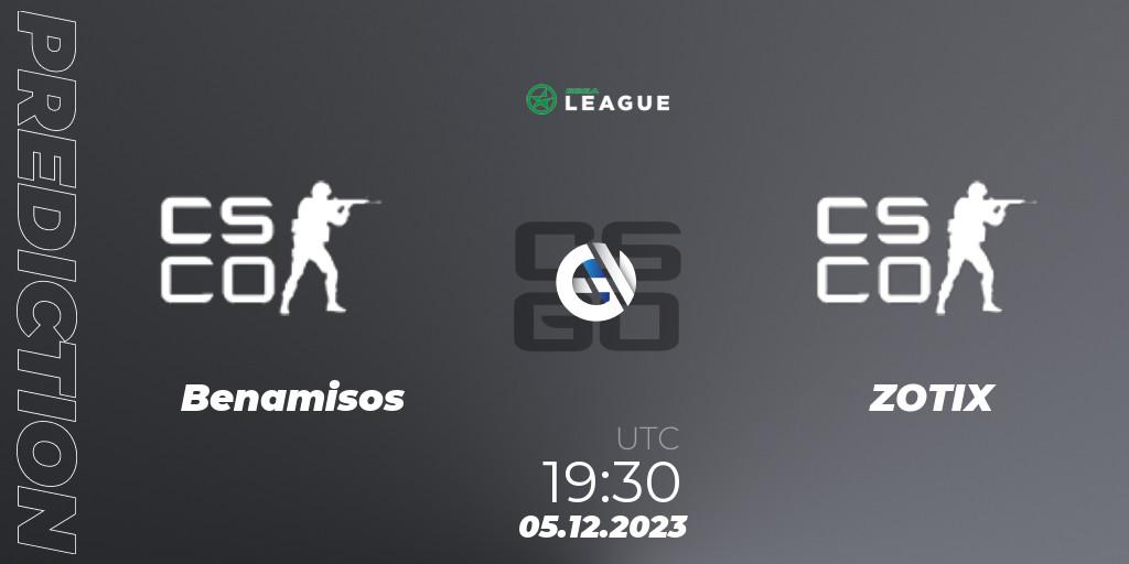 Benamisos - ZOTIX: ennuste. 05.12.2023 at 19:30, Counter-Strike (CS2), ESEA Season 47: Main Division - Europe