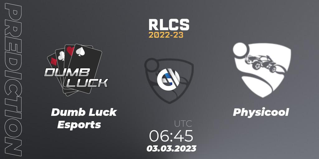 Dumb Luck Esports - Physicool: ennuste. 03.03.2023 at 06:45, Rocket League, RLCS 2022-23 - Winter: Oceania Regional 3 - Winter Invitational