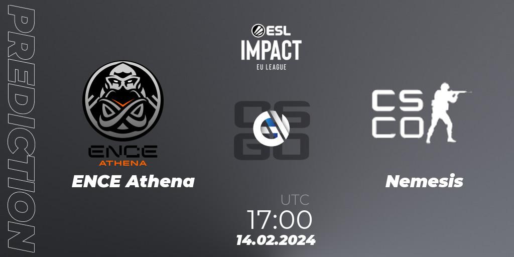 ENCE Athena - Nemesis: ennuste. 14.02.24, CS2 (CS:GO), ESL Impact League Season 5: European Division - Open Qualifier #1