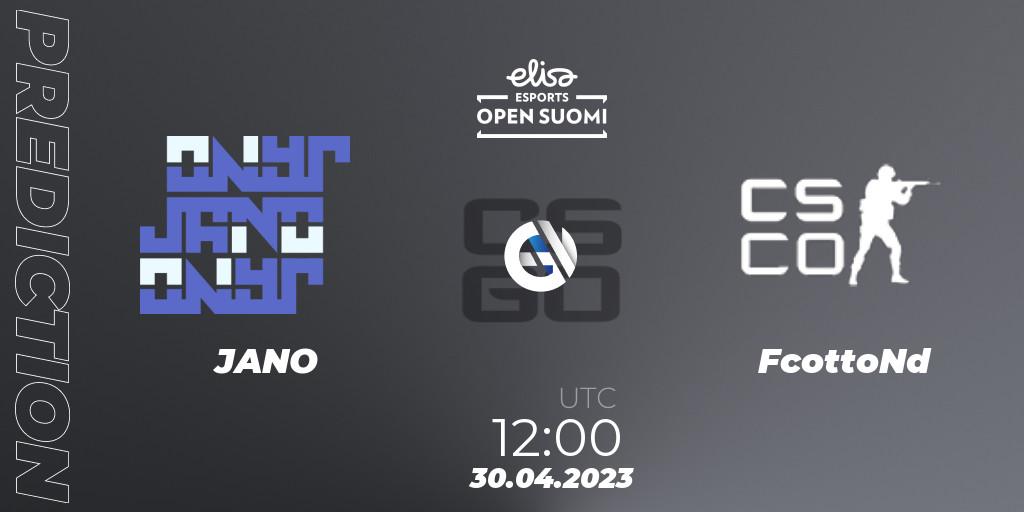 JANO - FcottoNd: ennuste. 30.04.2023 at 12:00, Counter-Strike (CS2), Elisa Open Suomi Season 5