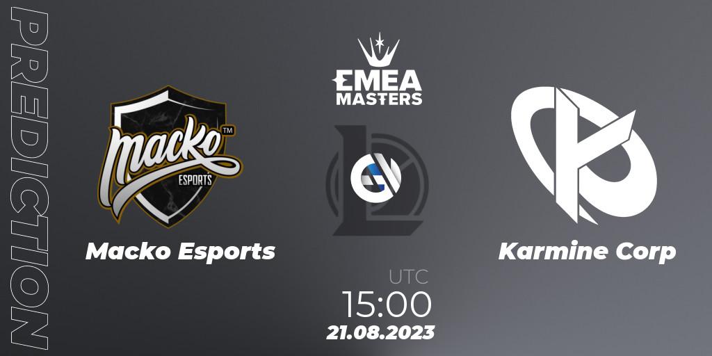 Macko Esports - Karmine Corp: ennuste. 21.08.2023 at 15:00, LoL, EMEA Masters Summer 2023