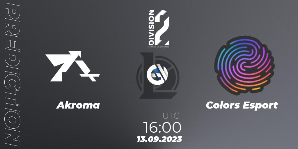 Akroma - Colors Esport: ennuste. 13.09.2023 at 16:00, LoL, LFL Division 2 2024 - Up & Down