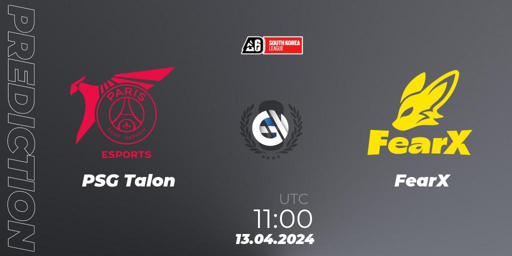 PSG Talon - FearX: ennuste. 13.04.2024 at 11:00, Rainbow Six, South Korea League 2024 - Stage 1