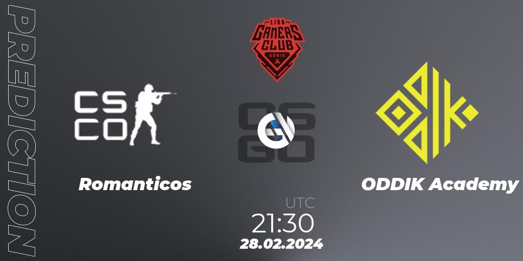 Romanticos - ODDIK Academy: ennuste. 28.02.2024 at 21:30, Counter-Strike (CS2), Gamers Club Liga Série A: February 2024