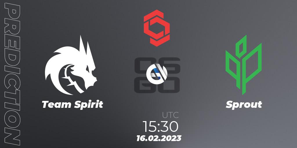Team Spirit - Sprout: ennuste. 16.02.2023 at 18:40, Counter-Strike (CS2), CCT Central Europe Series Finals #1