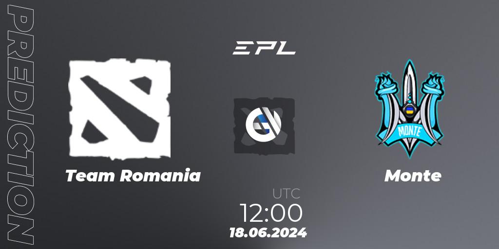Team Romania - Monte: ennuste. 18.06.2024 at 12:00, Dota 2, European Pro League Season 19: Division 2