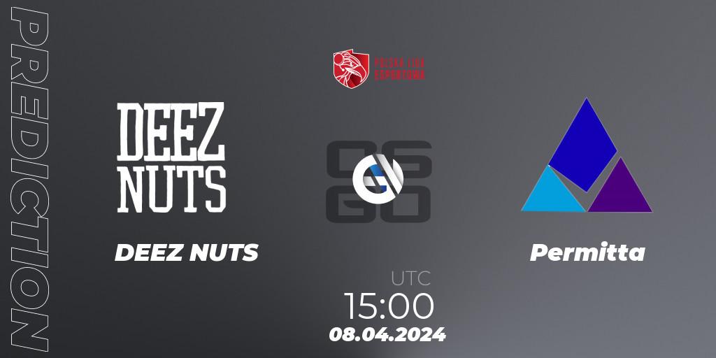 DEEZ NUTS - Permitta: ennuste. 08.04.2024 at 15:00, Counter-Strike (CS2), Polska Liga Esportowa 2024: Split #1