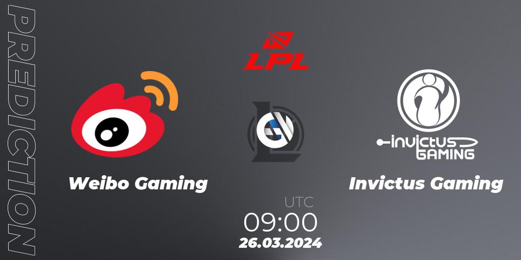 Weibo Gaming - Invictus Gaming: ennuste. 26.03.24, LoL, LPL Spring 2024 - Group Stage