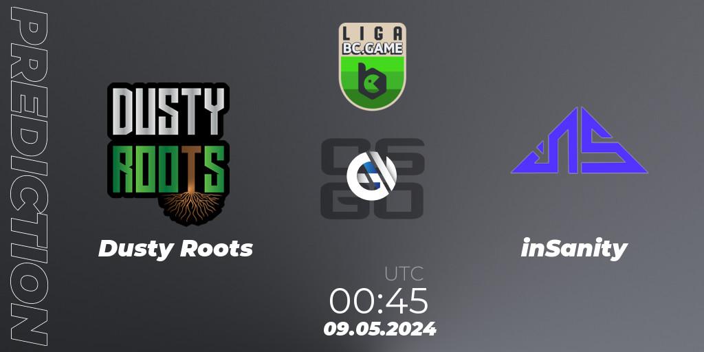 Dusty Roots - inSanity: ennuste. 09.05.2024 at 00:45, Counter-Strike (CS2), Dust2 Brasil Liga Season 3