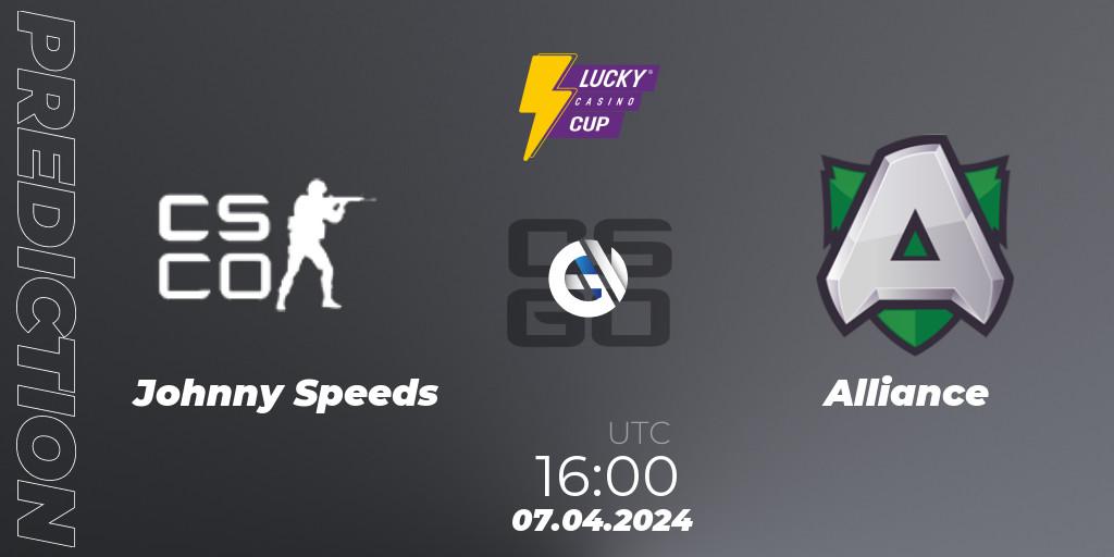 Johnny Speeds - Alliance: ennuste. 07.04.2024 at 16:00, Counter-Strike (CS2), Esportal LuckyCasino Cup 2024