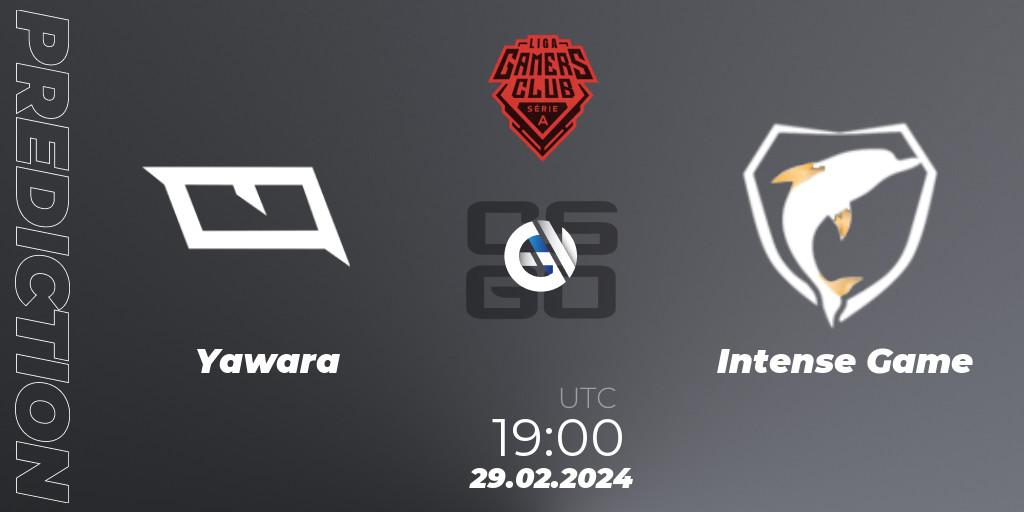 Yawara - Intense Game: ennuste. 29.02.2024 at 19:00, Counter-Strike (CS2), Gamers Club Liga Série A: February 2024