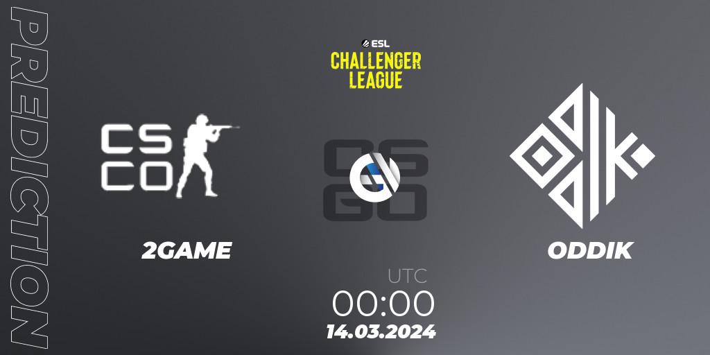 2GAME - ODDIK: ennuste. 16.03.2024 at 00:00, Counter-Strike (CS2), ESL Challenger League Season 47: South America