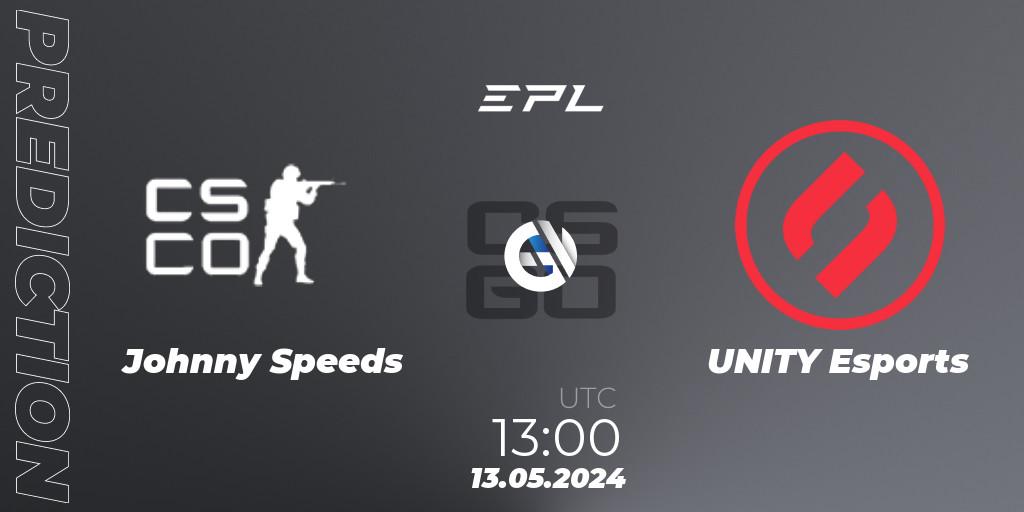 Johnny Speeds - UNITY Esports: ennuste. 13.05.2024 at 13:00, Counter-Strike (CS2), European Pro League Season 17: Division 2