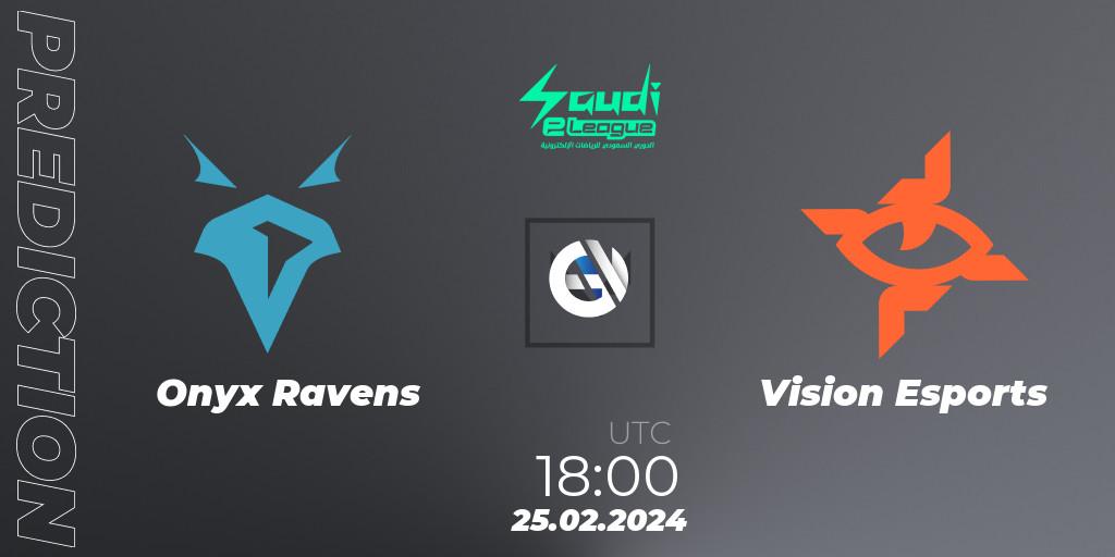 Onyx Ravens - Vision Esports: ennuste. 25.02.2024 at 18:00, VALORANT, Saudi eLeague 2024: Major 1